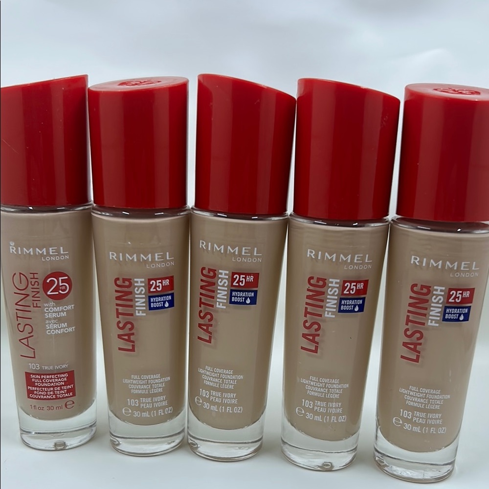 5x 103 True Ivory - Rimmel London Lasting Finish Foundation 25hr 30ml Hydrating